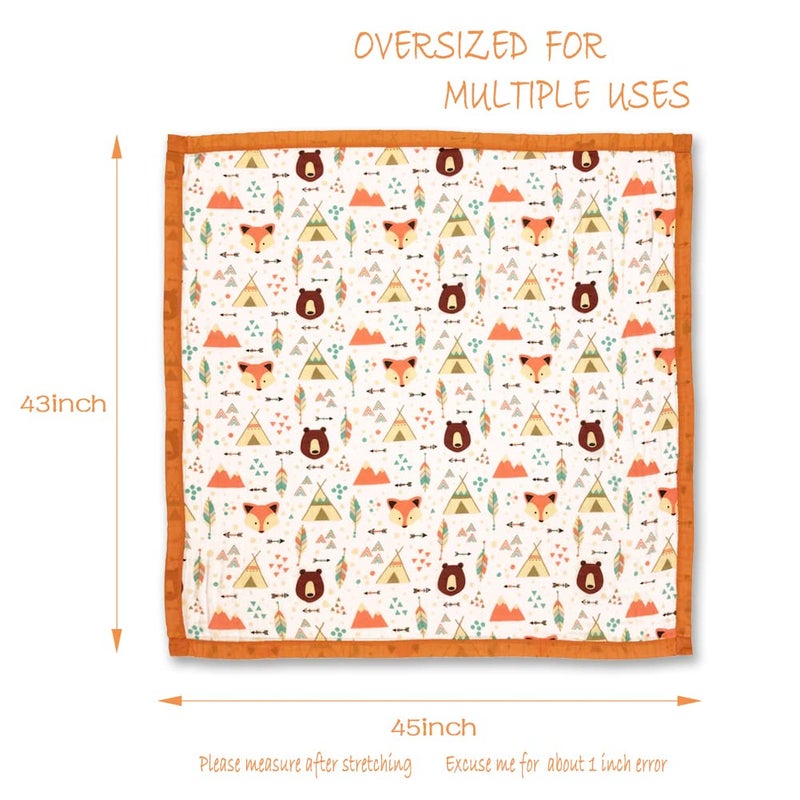 Farmer Mani Muslin Soft Swaddle Blanket, Baby Blankets for Boys Girls Toddler, Multiple Layer Swaddle Wrap, Practical Size 43 X 45 inchs (Fox Bear) - Image 2
